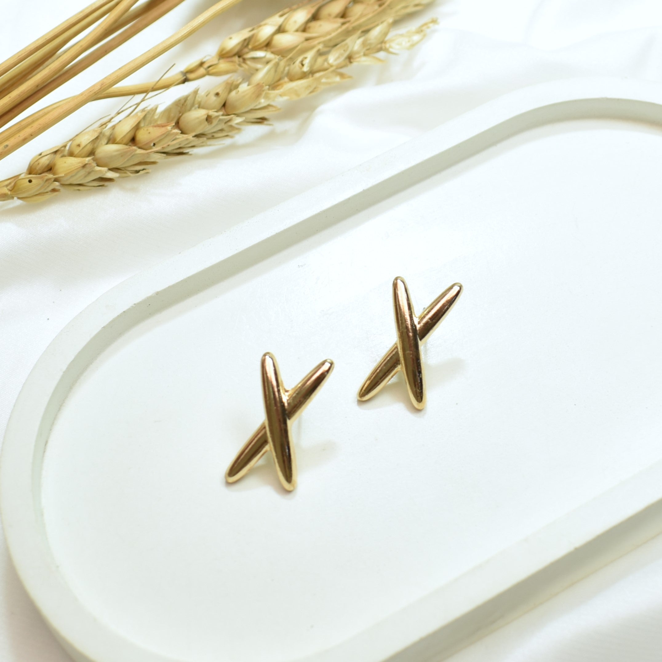 TFC Unity Cross Gold Plated Stud Earrings