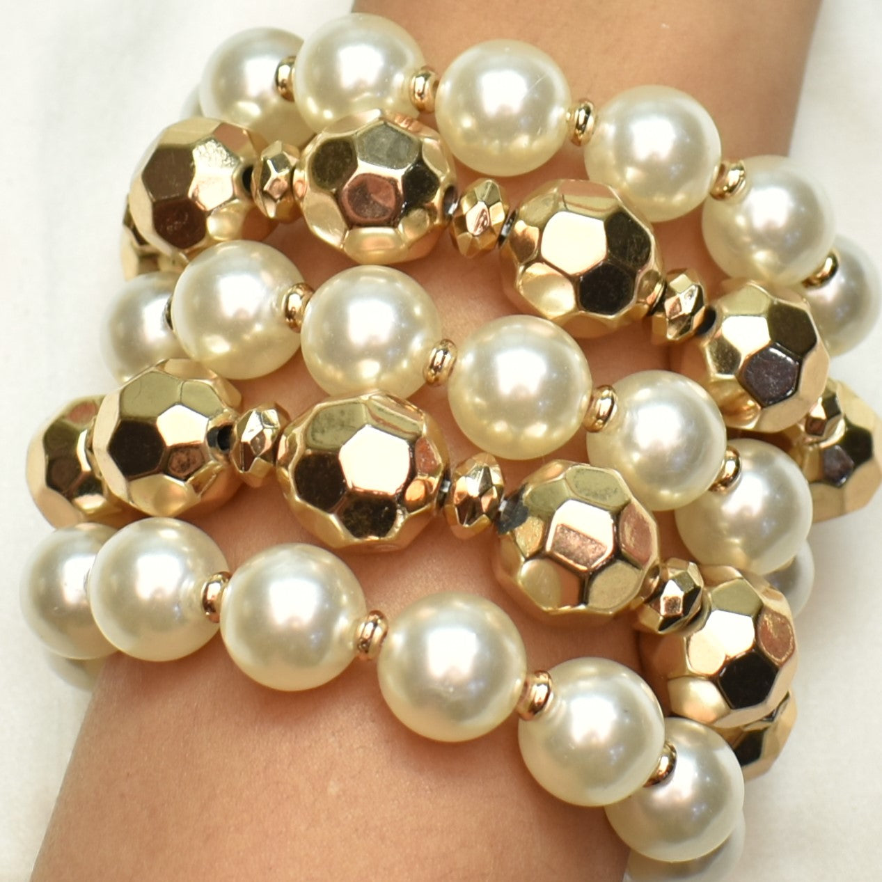 TFC Golden Pearl Fusion Bracelet (Stack of 5)