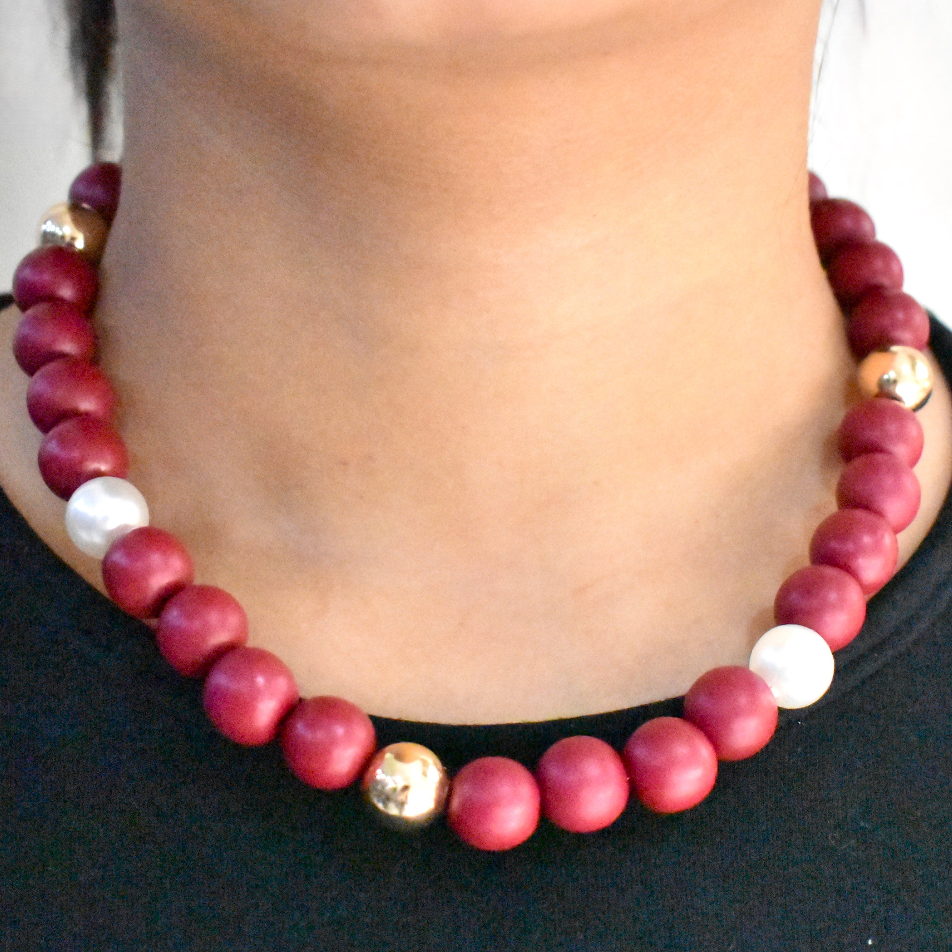 TFC Cherry Bloom Gold Beaded Necklace