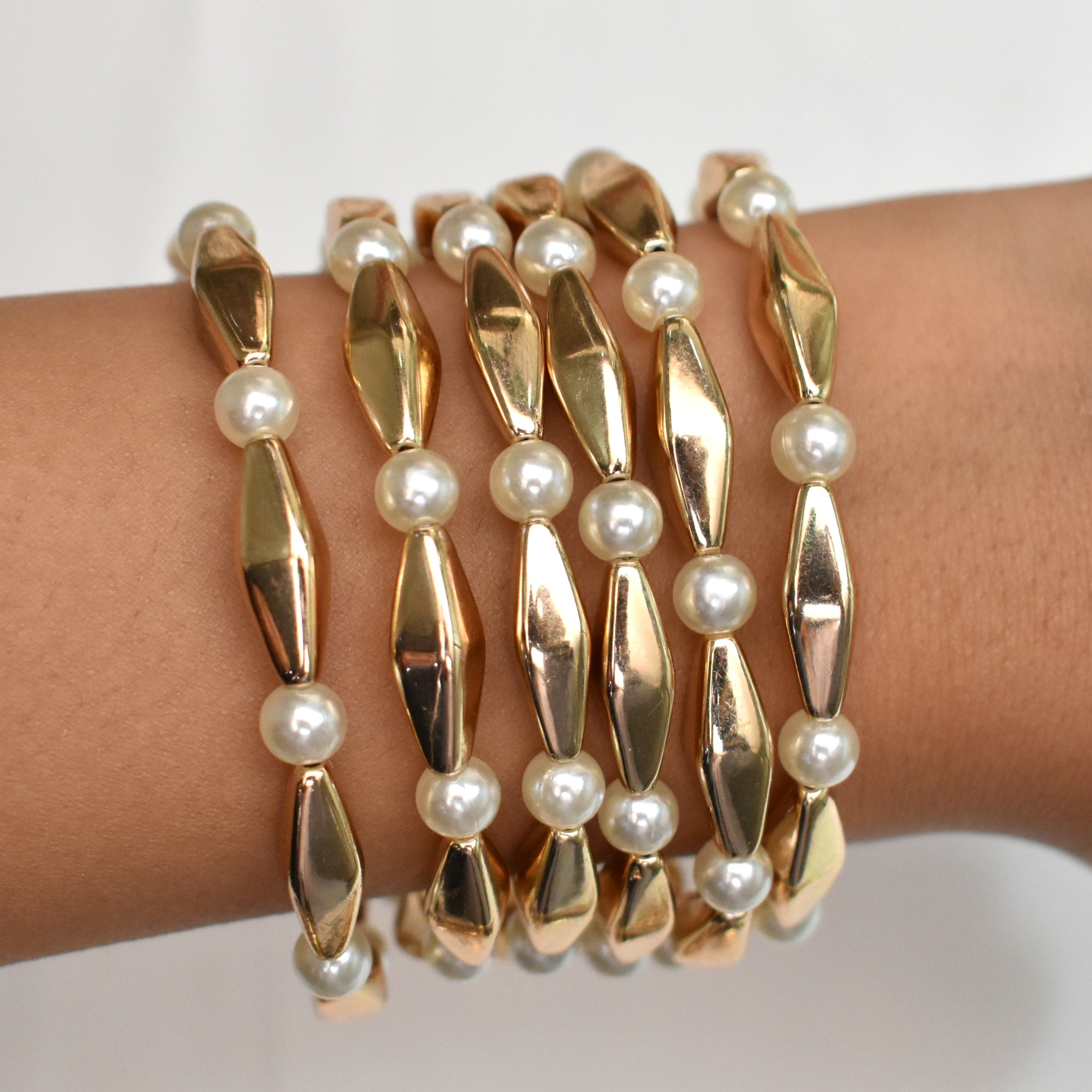 TFC Lustrous Pearl Glide Stacked Bracelet (Set of 6)