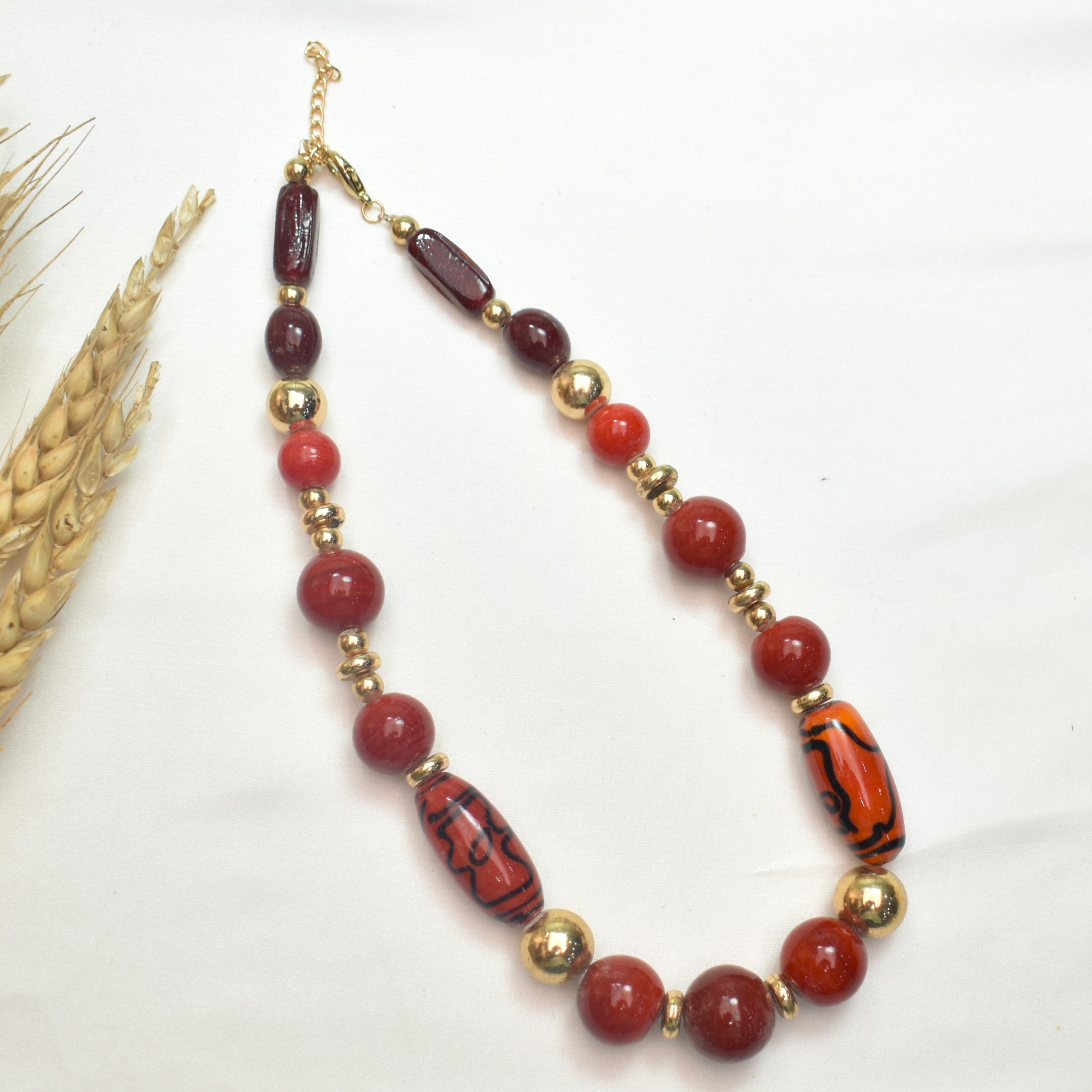 TFC Red Round Gold Plated Necklace