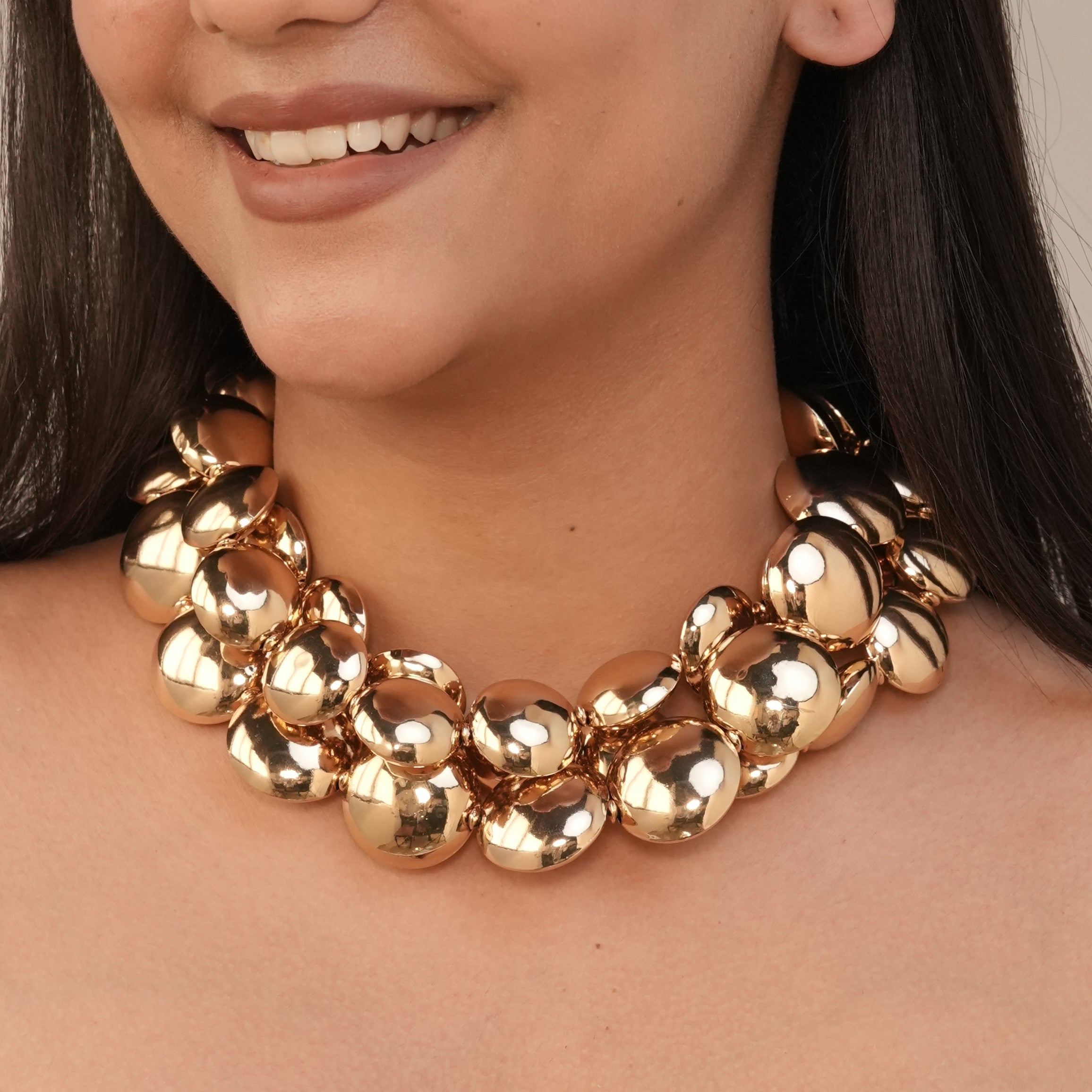 TFC Bold Coins 3 Layered Gold Plated Choker Necklace