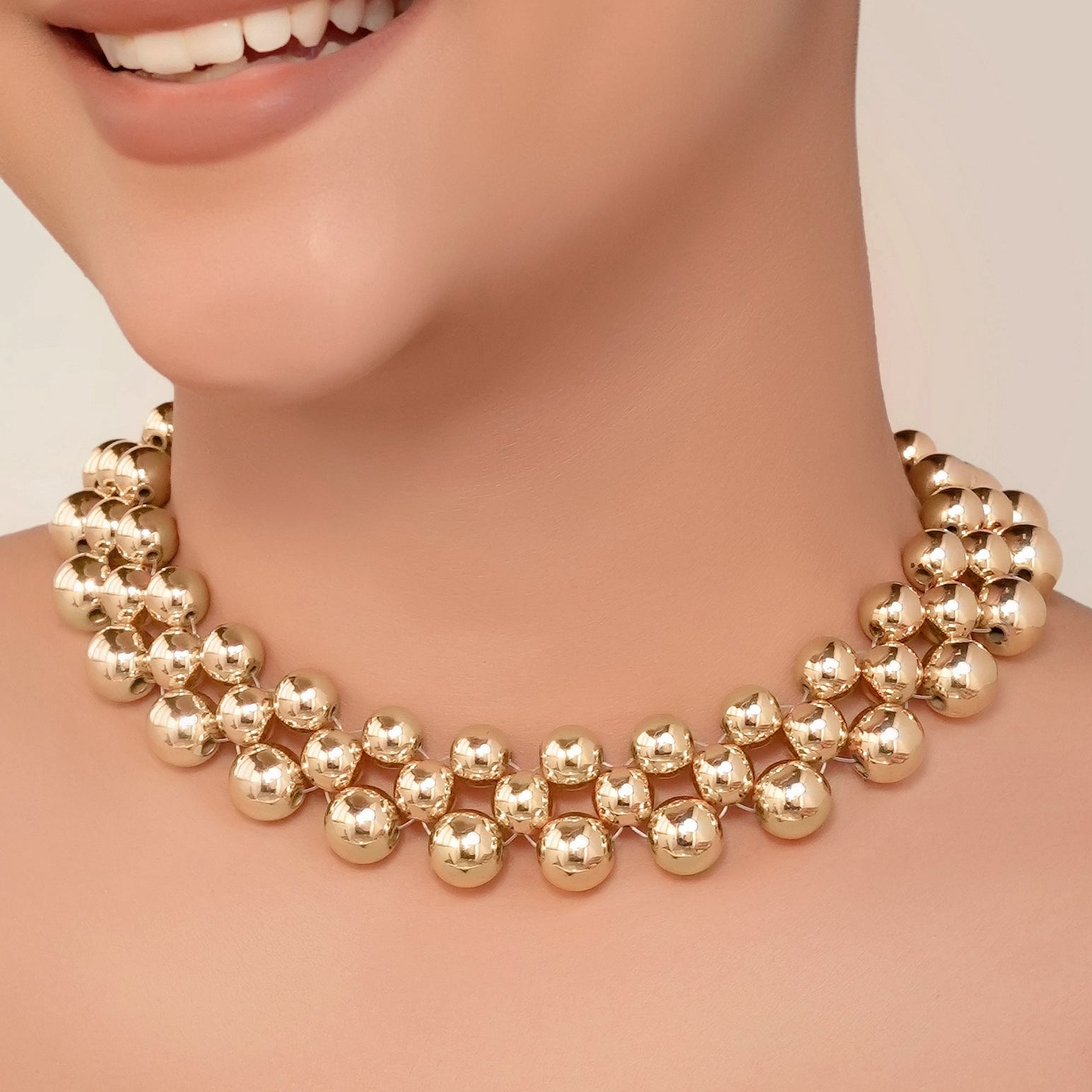 TFC Bold Bead Collar Gold Plated Necklace