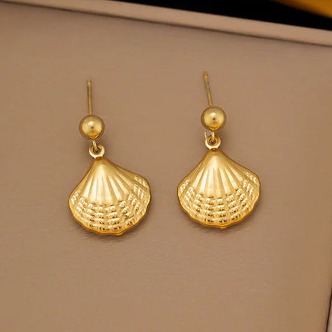 TFC Shell Charm Gold Plated Dangler Earrings