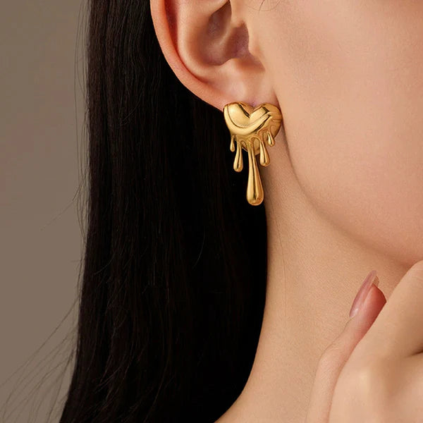 TFC Melting Heart Gold Plated Stud Earrings