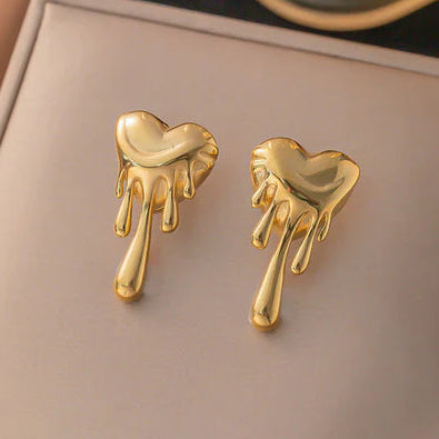 TFC Melting Heart Gold Plated Stud Earrings