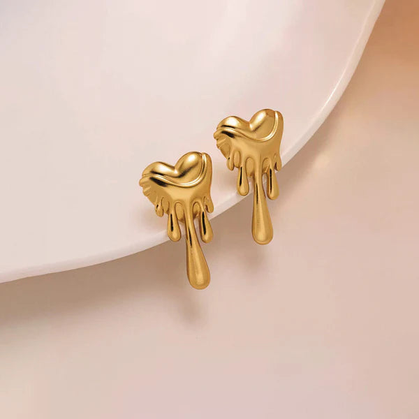 TFC Melting Heart Gold Plated Stud Earrings