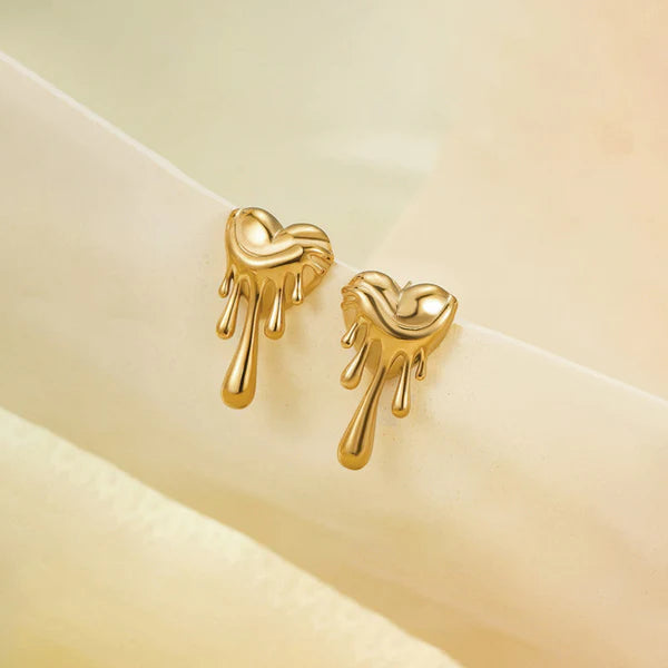 TFC Melting Heart Gold Plated Stud Earrings