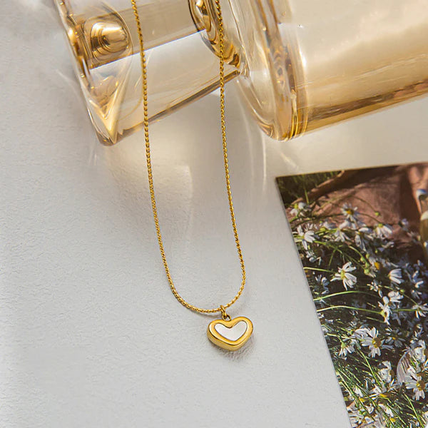 TFC White Bubble Heart Gold Plated Neckalce