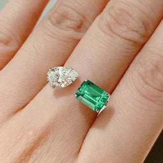 TFC Emerald Silver Plated Ring