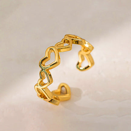 TFC Adjustable Uneven Heart Gold Plated Ring