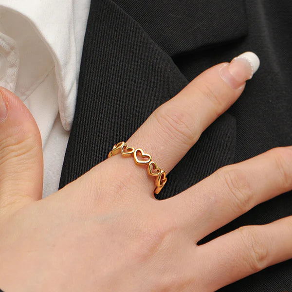 TFC Adjustable Uneven Heart Gold Plated Ring