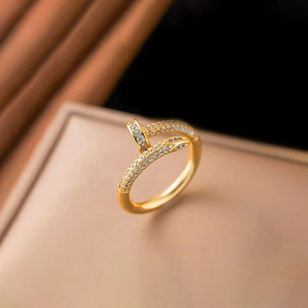 TFC Adjustable Royal Stone Line Gold Plated Ring