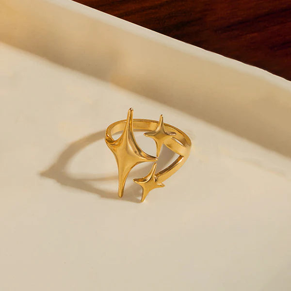 TFC Adjustable Sparkle Star Gold Plated Ring
