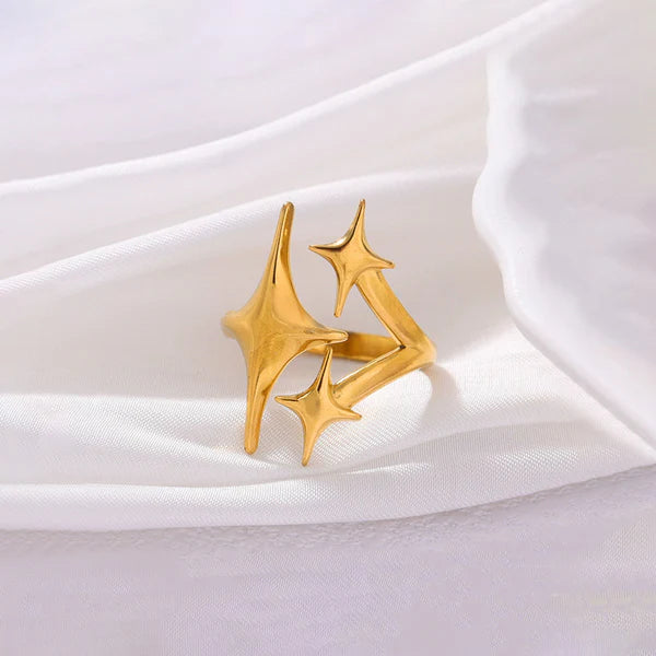TFC Adjustable Sparkle Star Gold Plated Ring