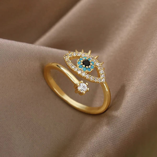 TFC Ocean Blue Lucky Glance Adjustable Gold Plated Ring