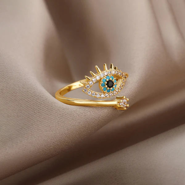 TFC Ocean Blue Lucky Glance Adjustable Gold Plated Ring
