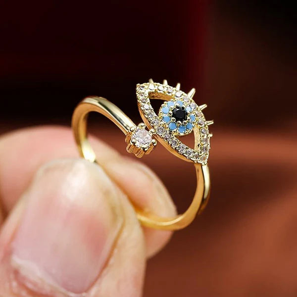 TFC Ocean Blue Lucky Glance Adjustable Gold Plated Ring