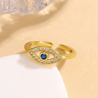 TFC Vibe Check White stone Detailing Adjustable Gold Plated Ring