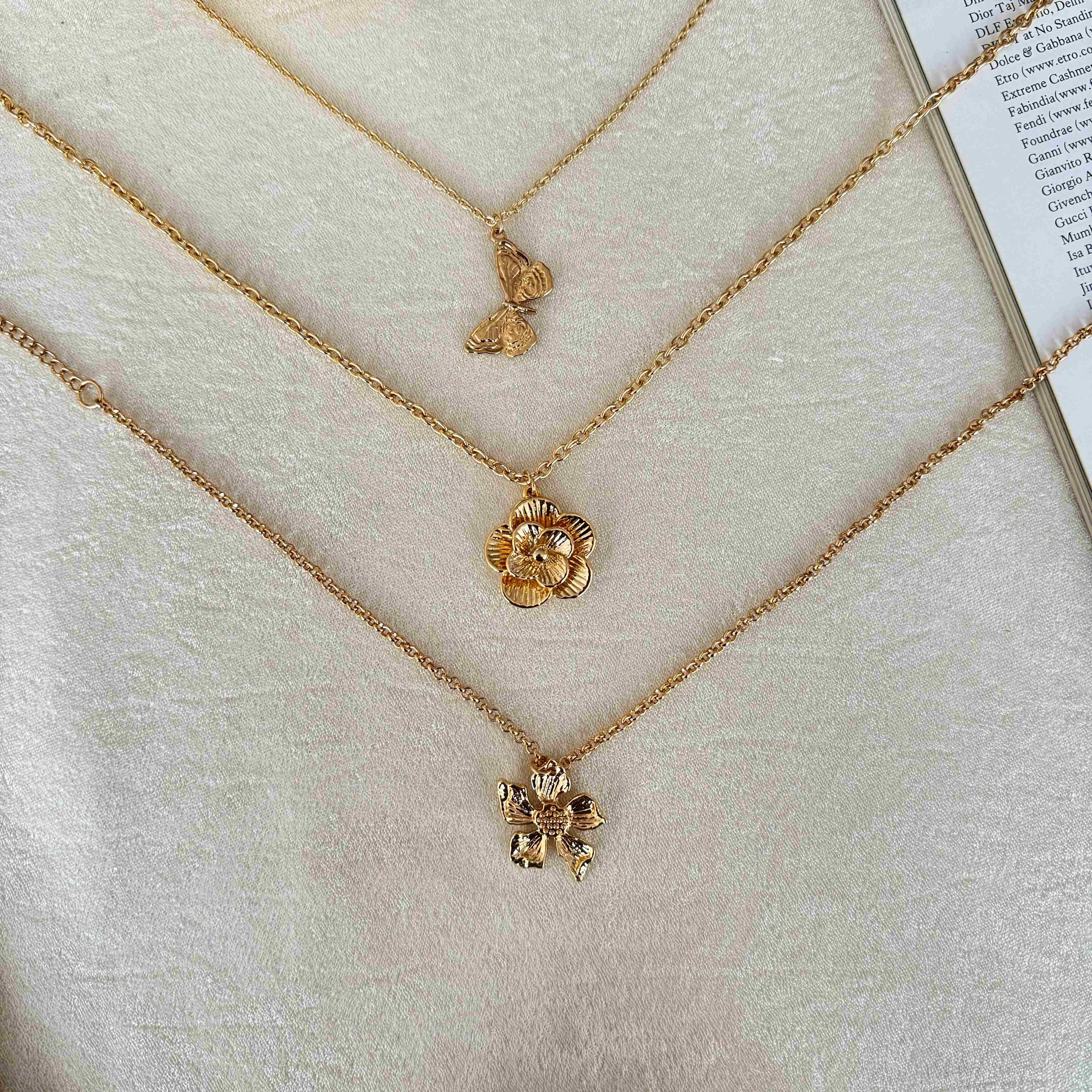 TFC Tropical Gold Plated Pendant Necklace Combo Set