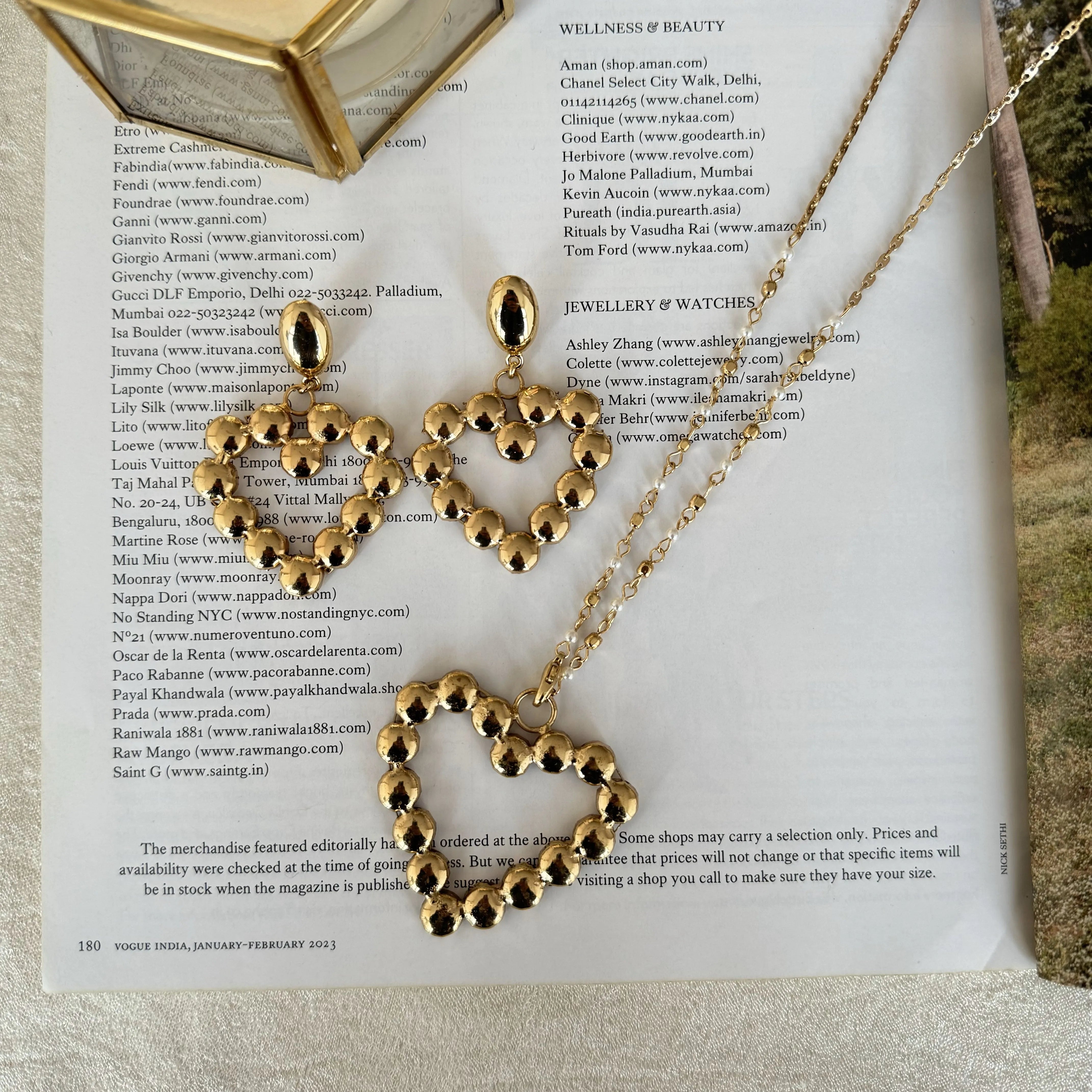 TFC Darling Heart Gold Plated Dangler Necklace and Earring Combo Set