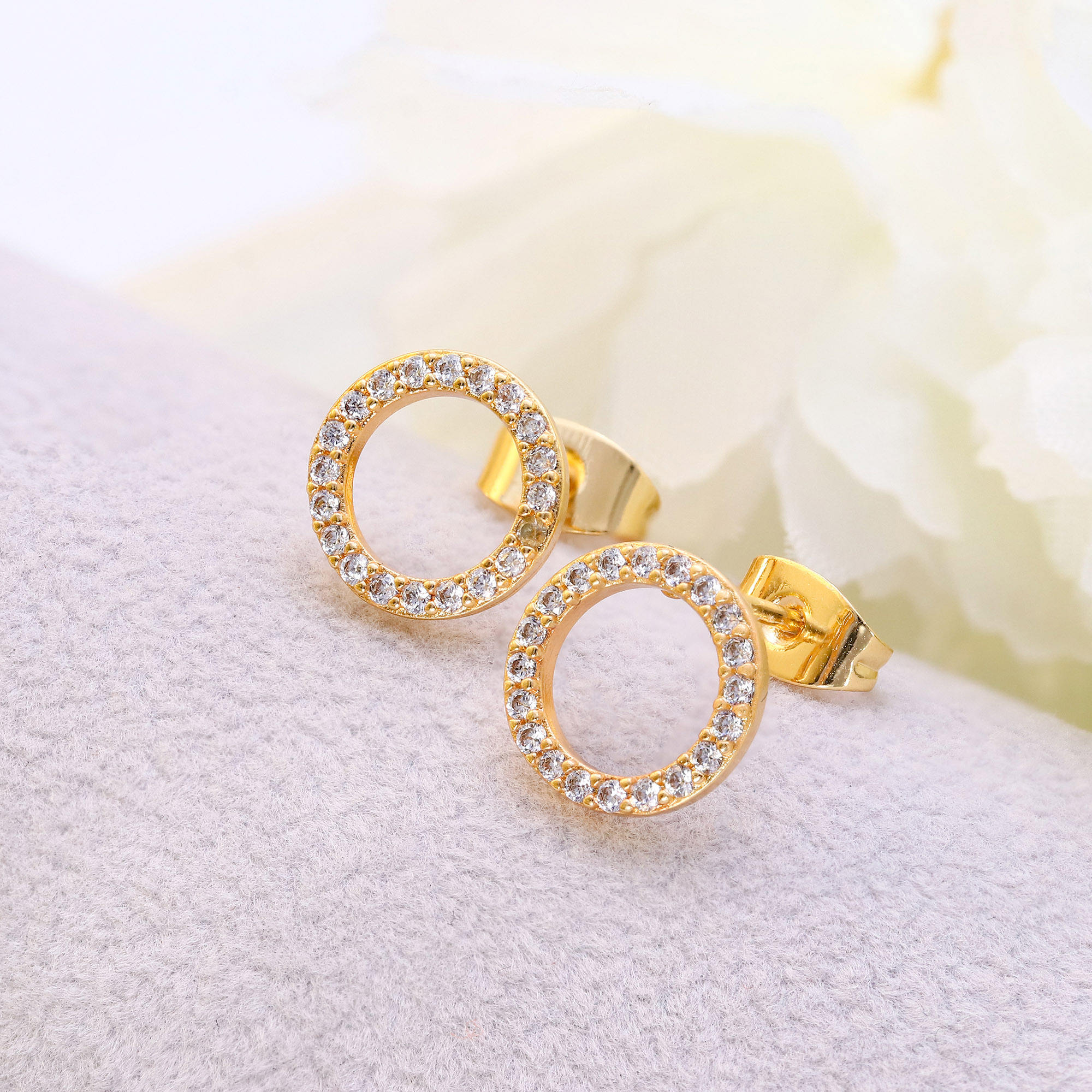 TFC Trendy Stone Gold Plated Stud Earrings