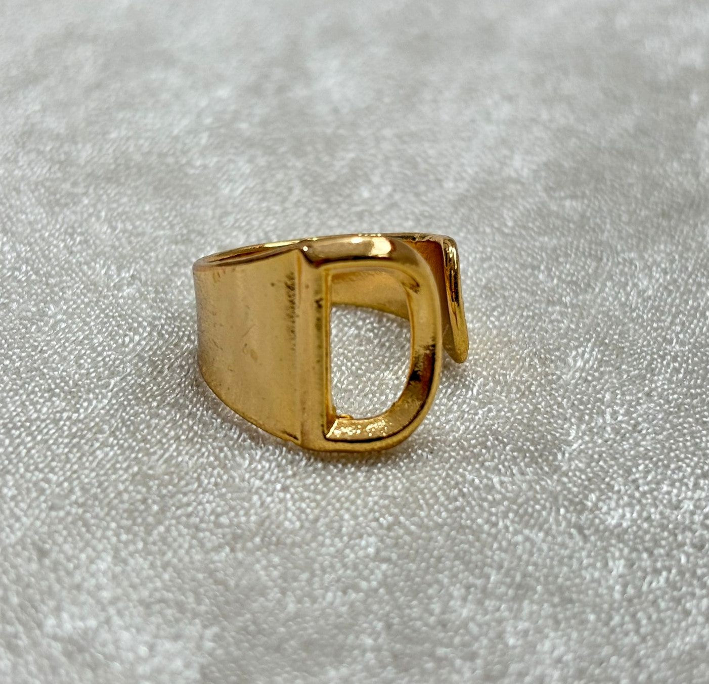 TFC Letter- D Gold Plated Adjustable Ring