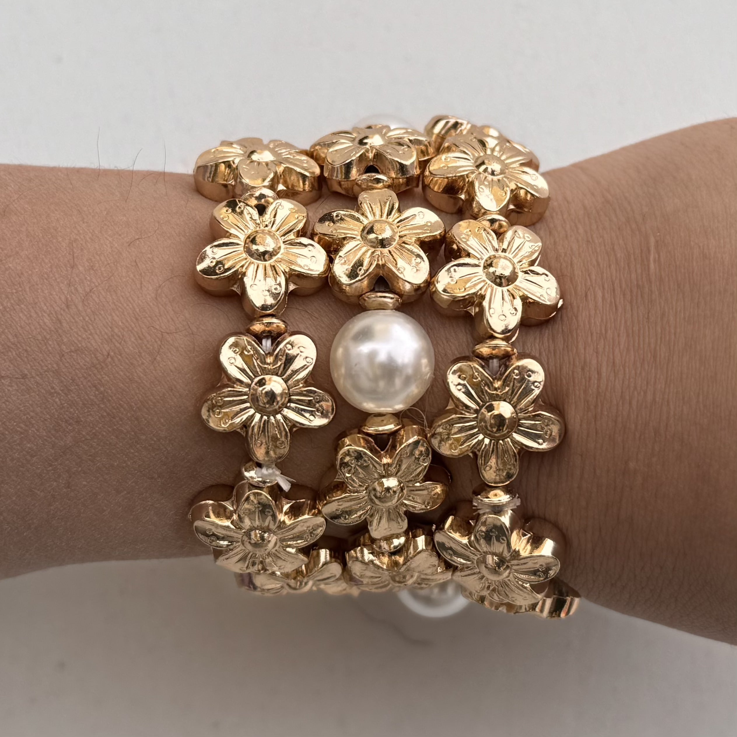 TFC Floral Fantasy Gold Plated Stacked Bracelet (Set of 3)