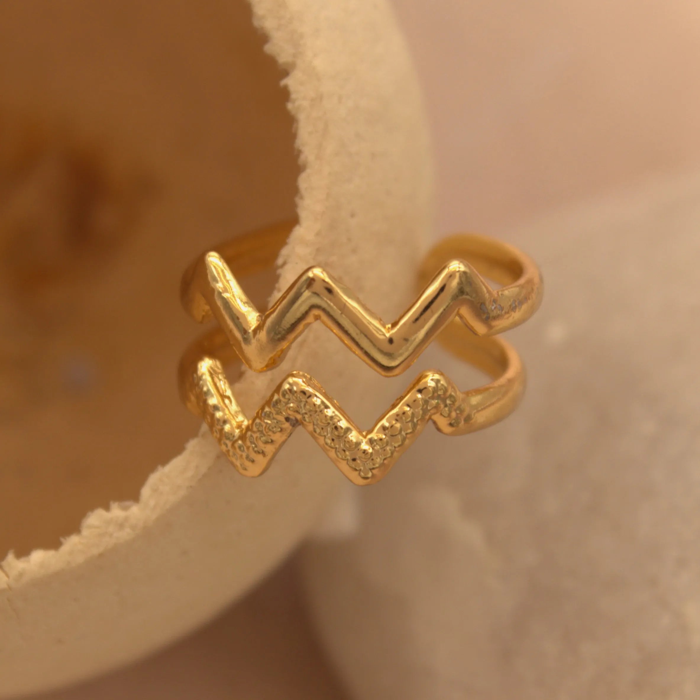 TFC Zigzag Gold Plated Adjustable Ring