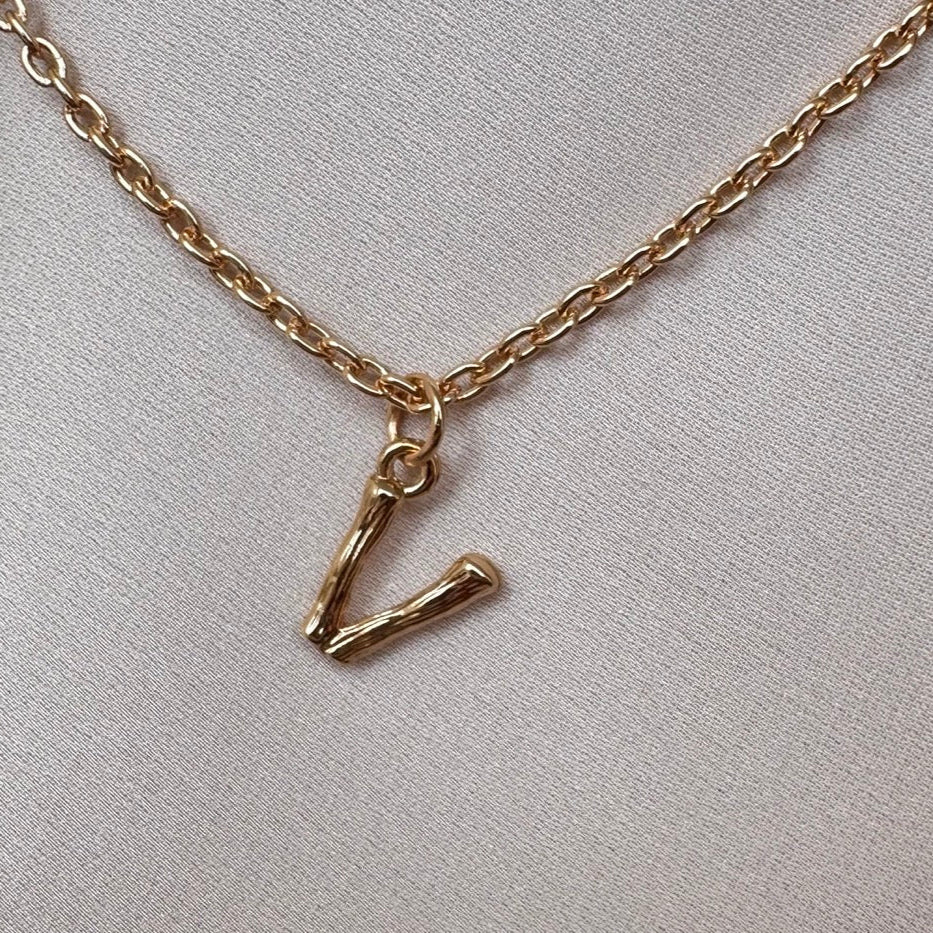 TFC Mini Letter - V Gold Plated Pendant Necklace
