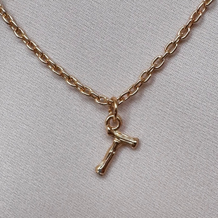 TFC Mini Letter - T Gold Plated Pendant Necklace