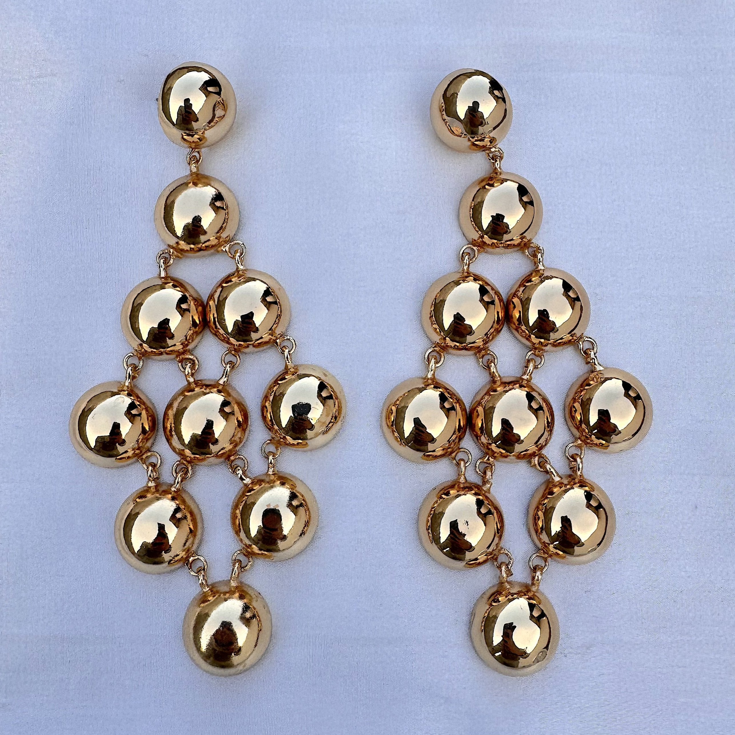 TFC Bold Bead Net Gold Plated Dangler Earrings