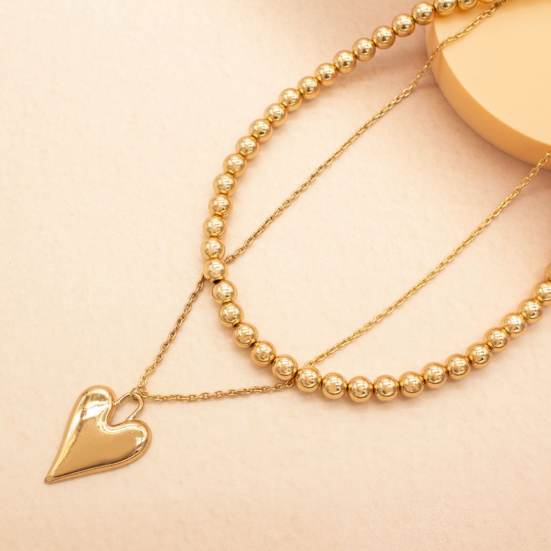 TFC Love Pump Gold Plated Layered Necklace