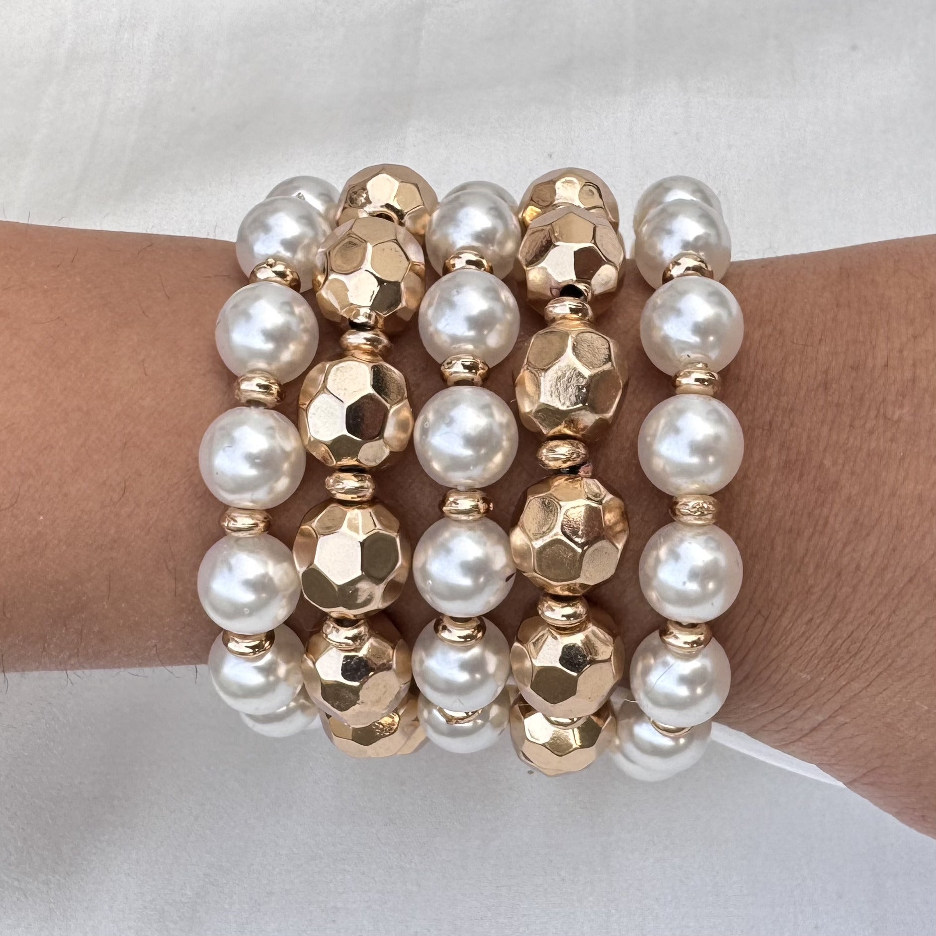 TFC Pearl Origami Gold Plated Bracelet (set of 5)