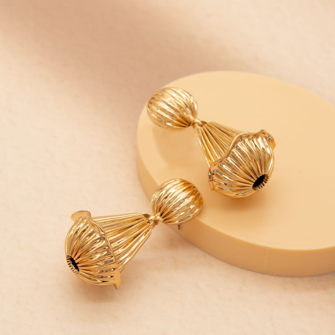 TFC Vortex Bell Gold Plated Dangler Earrings