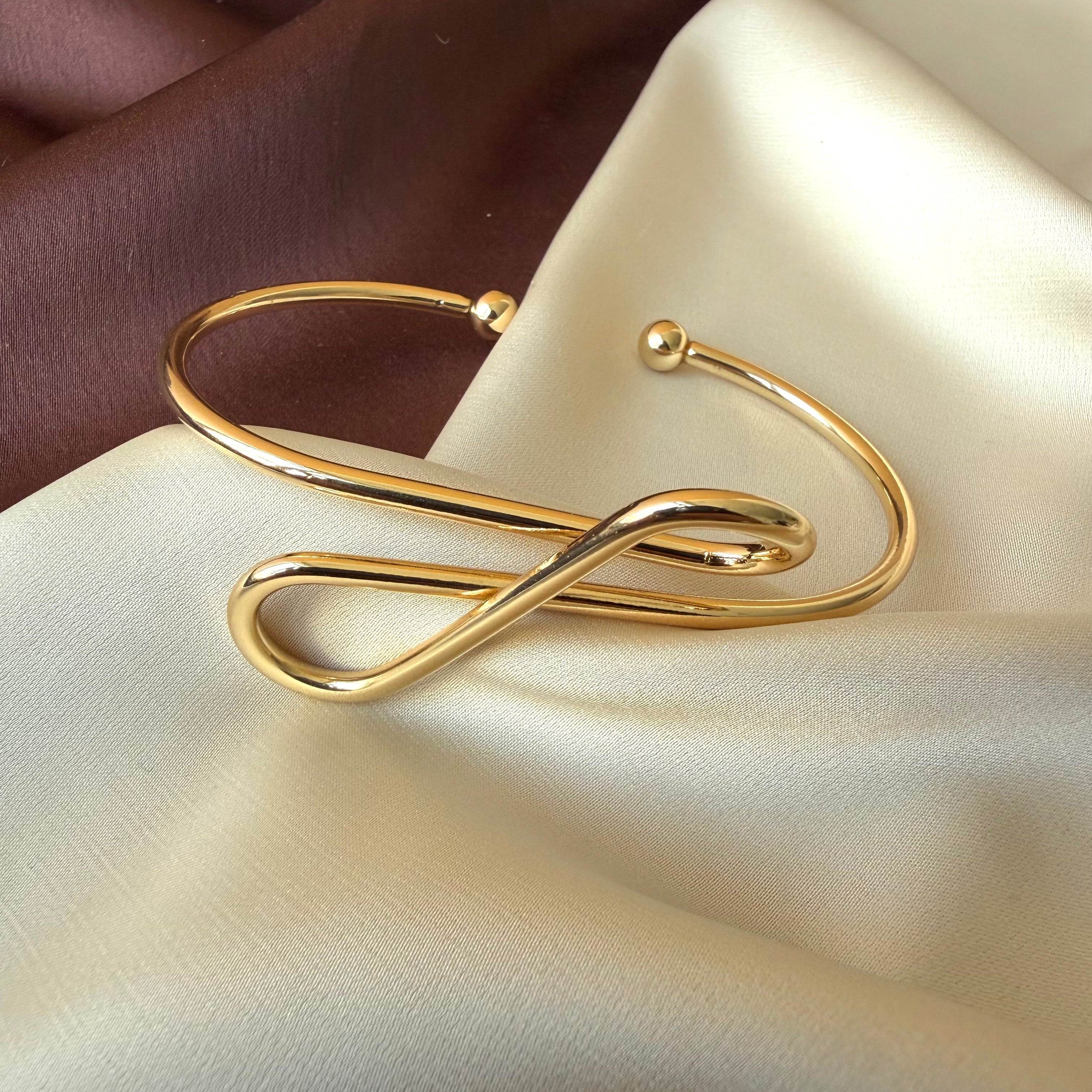 TFC Infinity Sign Gold Plated Adjustable Cuff Bracelet