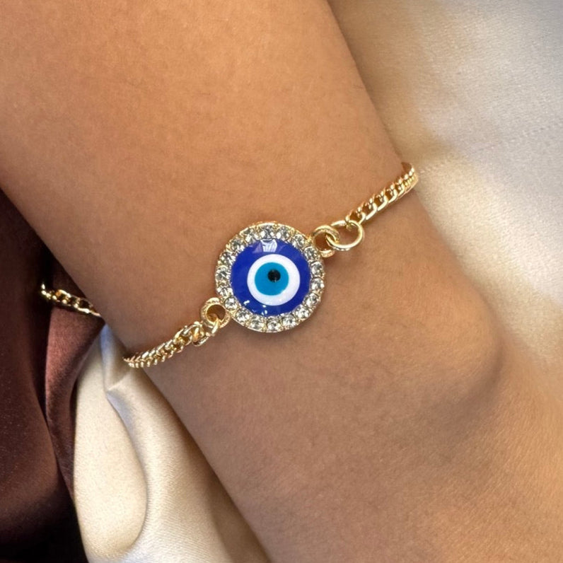 TFC Round Evil Eye Bead Gold Plated Bracelet