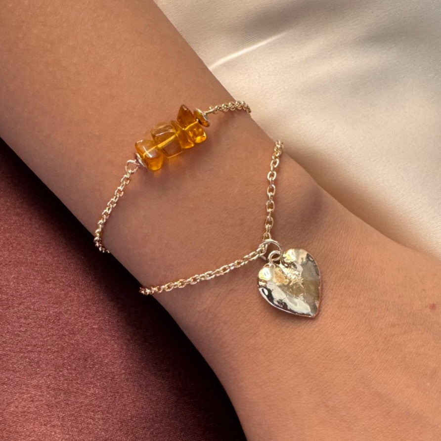 TFC Yellow Uncut Heart Bead Gold Plated Bracelet