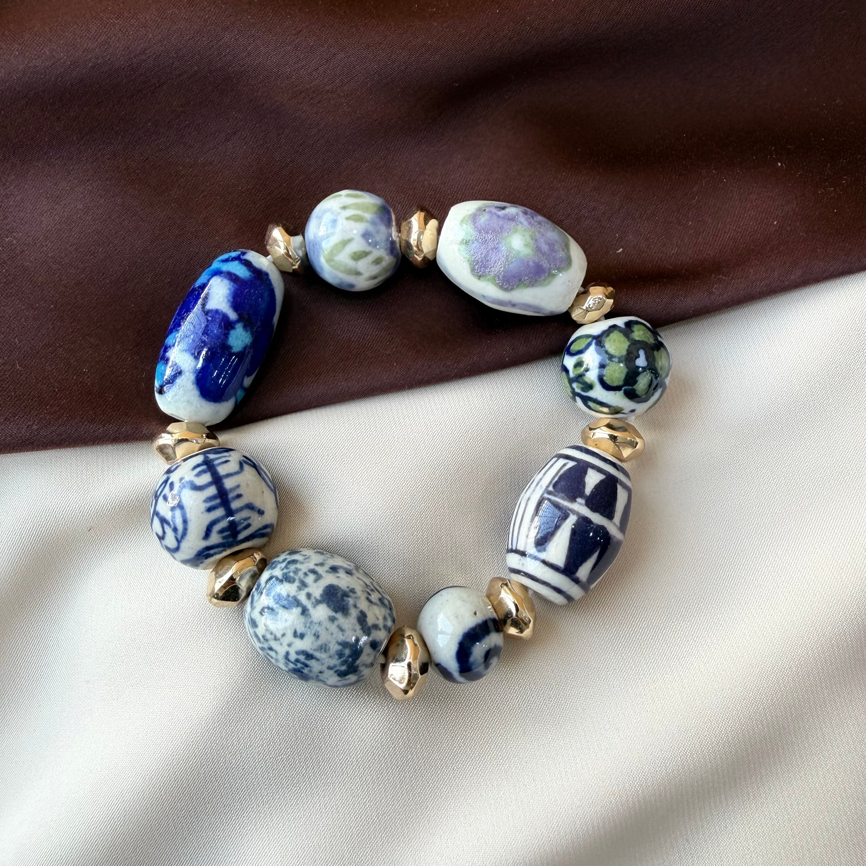 TFC Blue Art Ceremic Gold Plated Bracelet