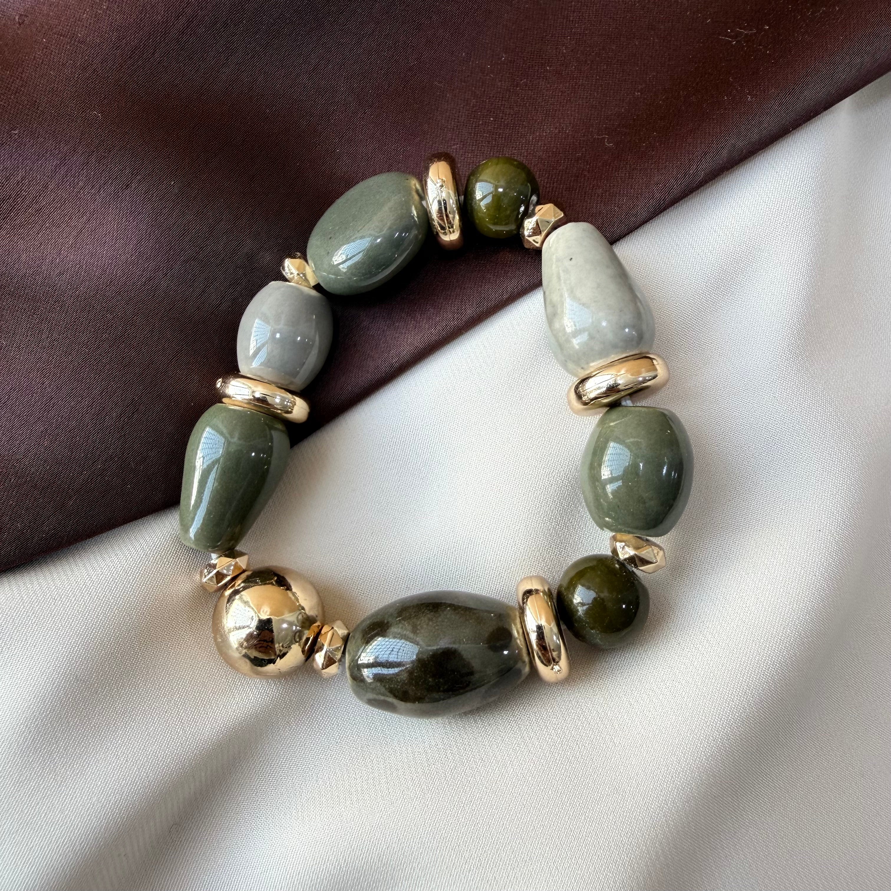 TFC Olive Green Gold Plated Bracelet
