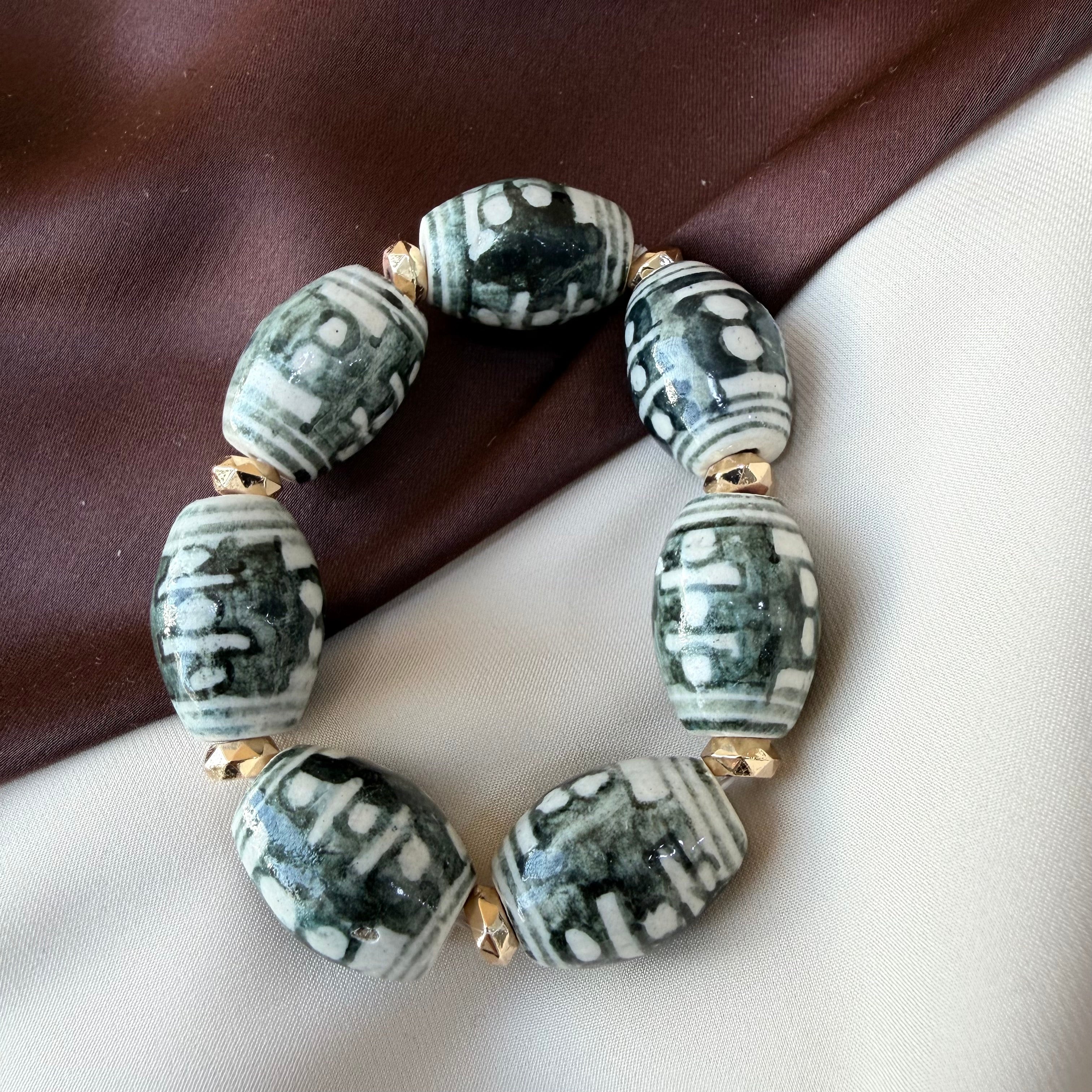 TFC Greenish Art Ceremic Gold Plated Bracelet