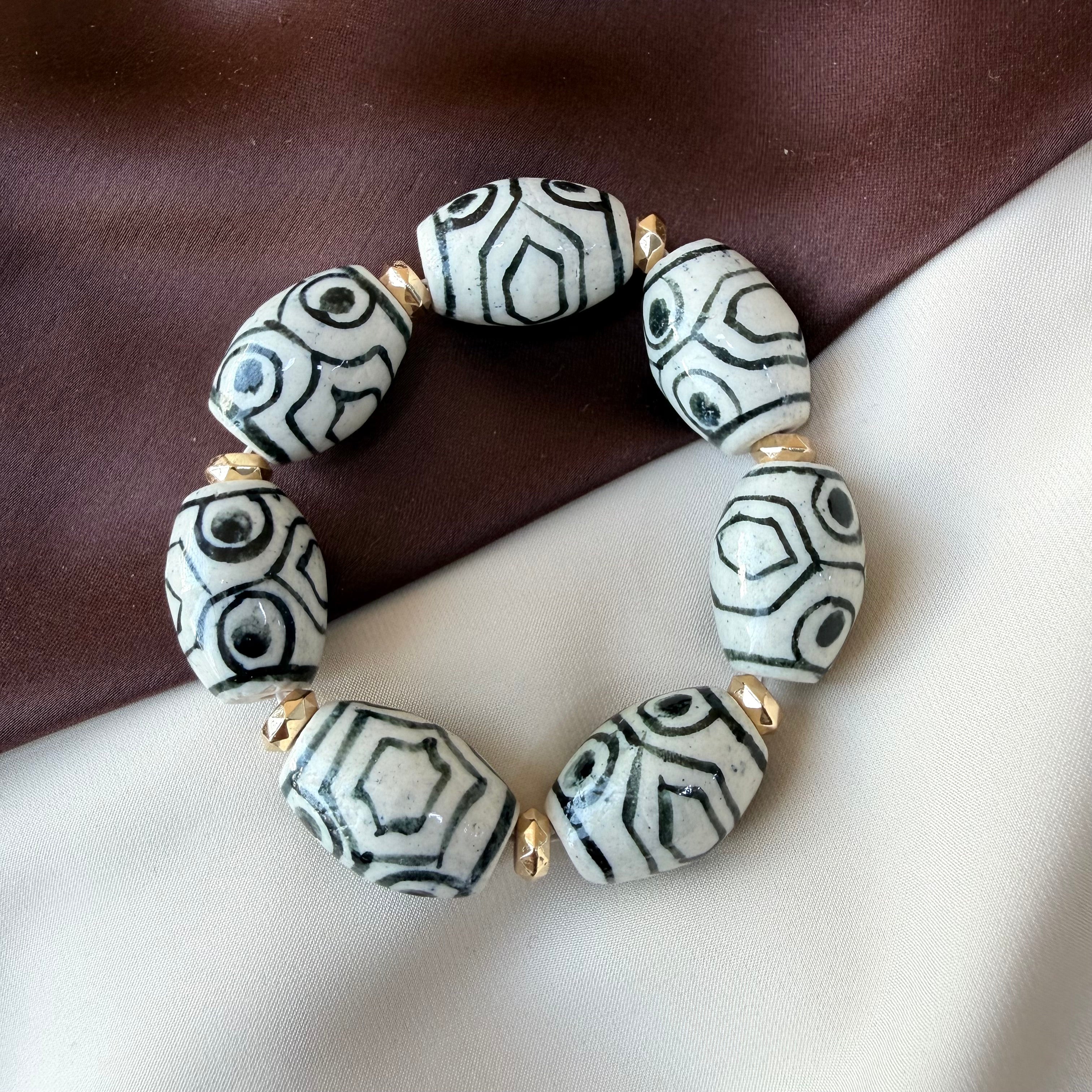 TFC White & Black Art Gold Plated Bracelet