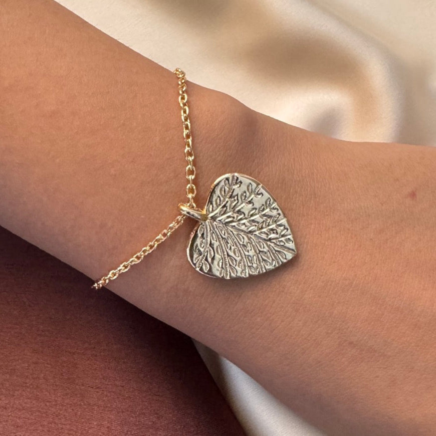 TFC Single Leaf Bead Gold Plated Bracelet
