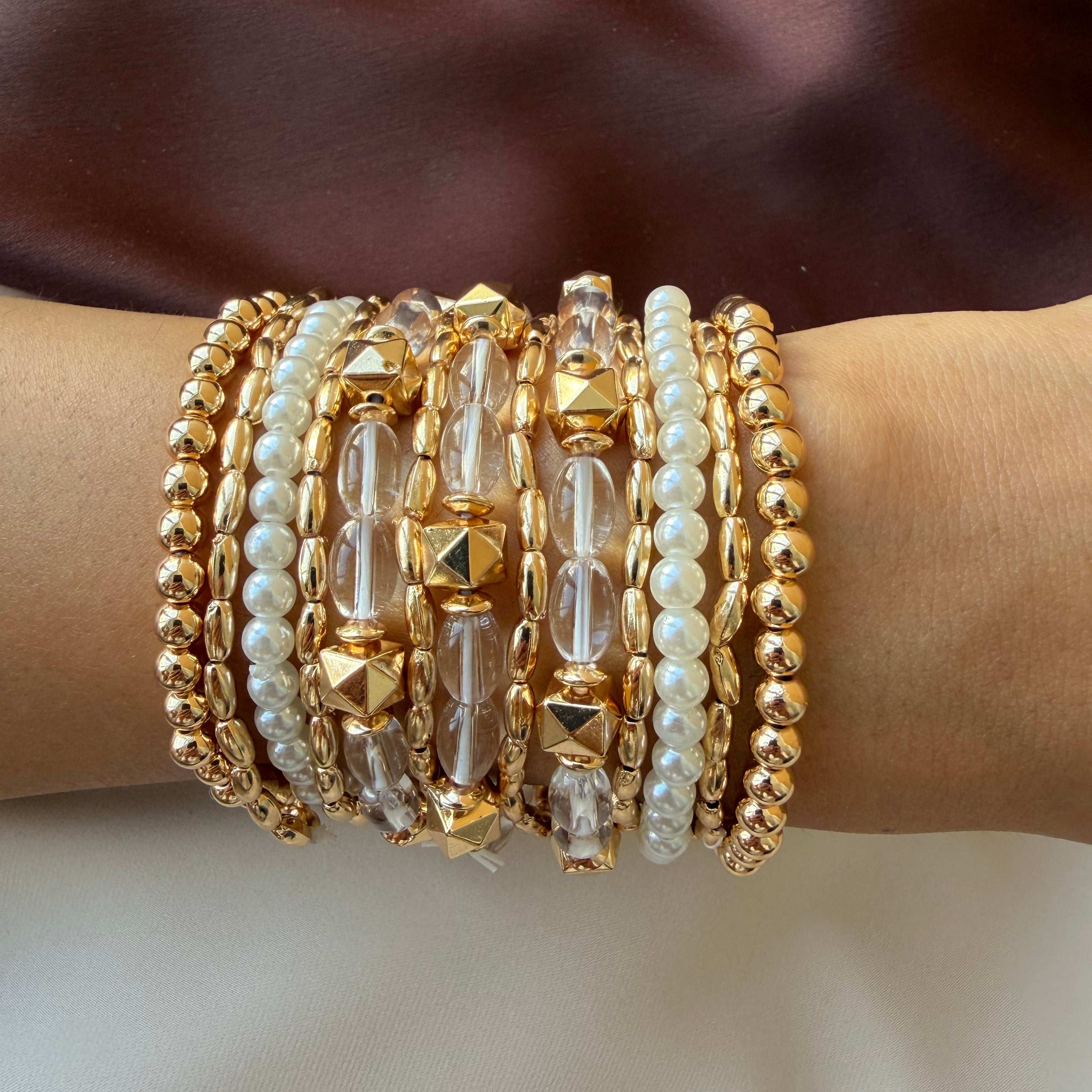 TFC Crystal Bead Gold Plated Bracelet (set of 13)