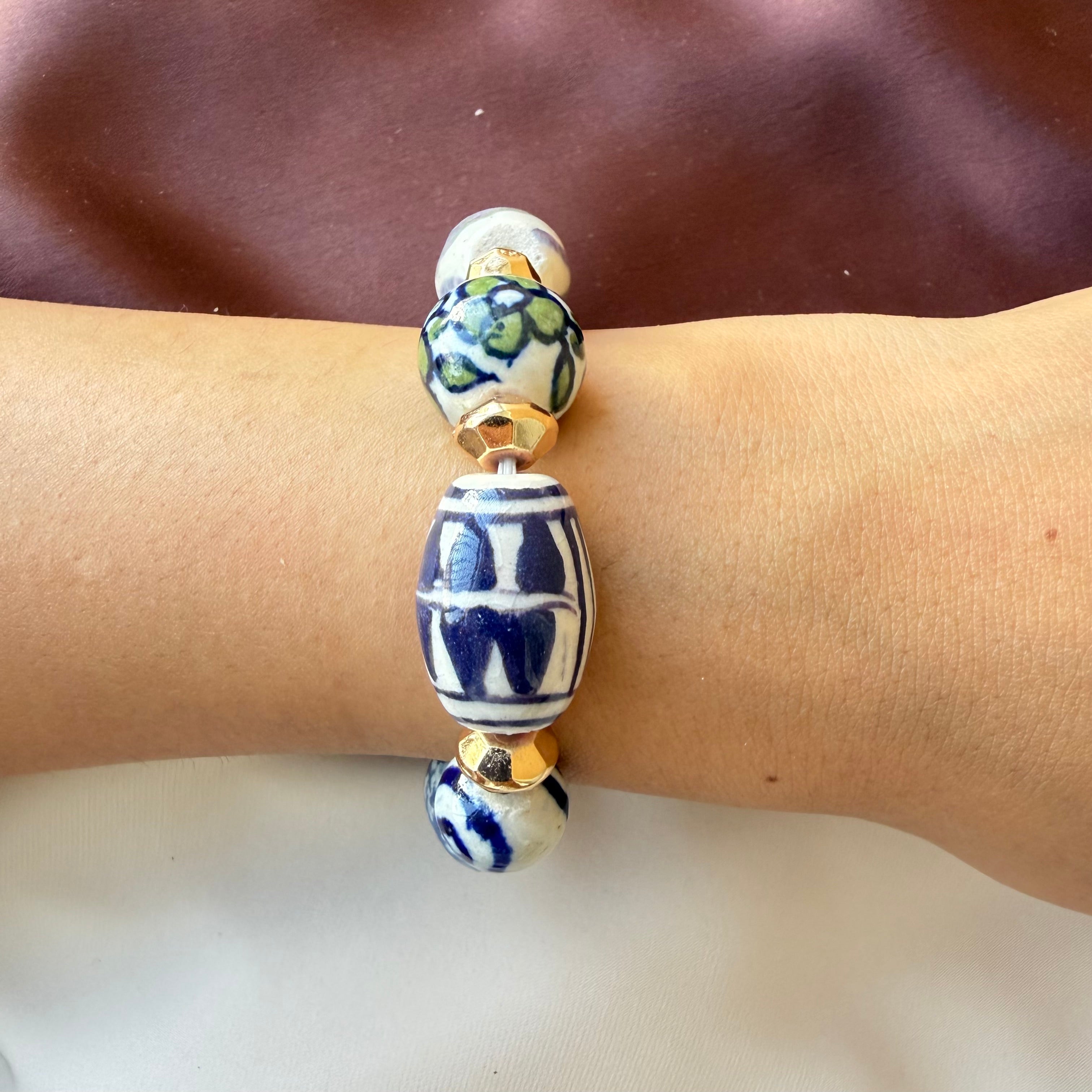 TFC Blue Art Ceremic Gold Plated Bracelet