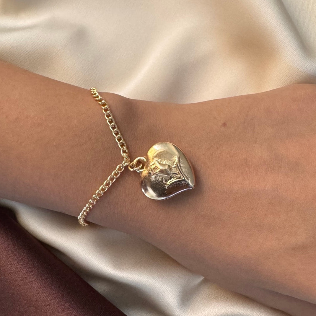 TFC Rose Heart Bead Gold Plated Bracelet