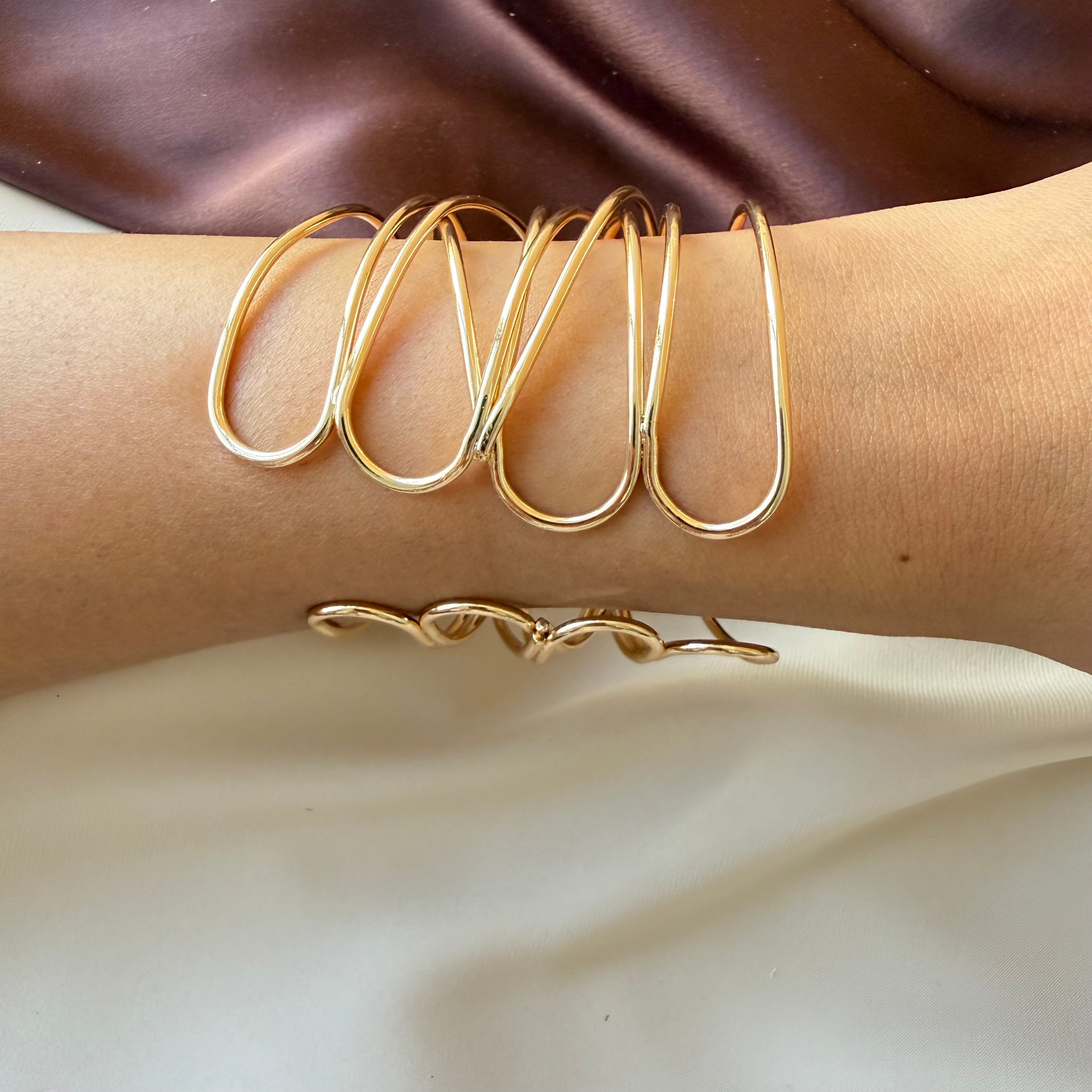 TFC Criss Cross Gold Plated Adjustable Cuff Bracelet