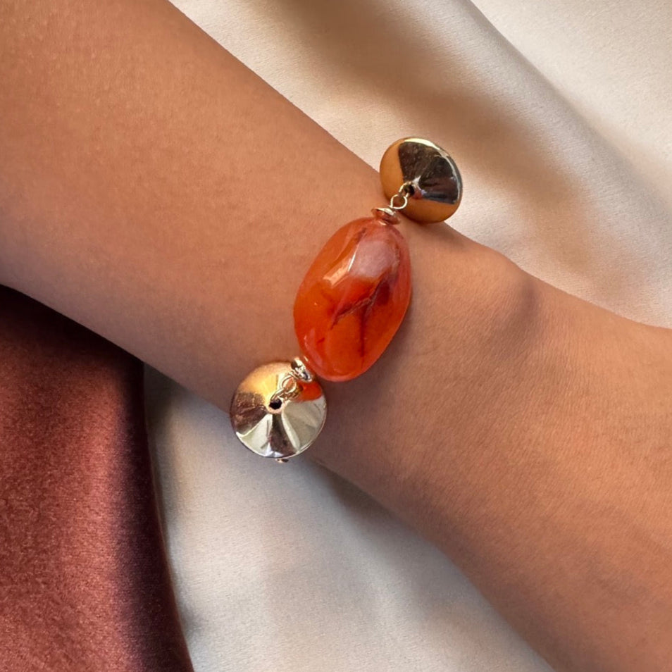 TFC Tangerine  Bead Gold Plated Bracelet