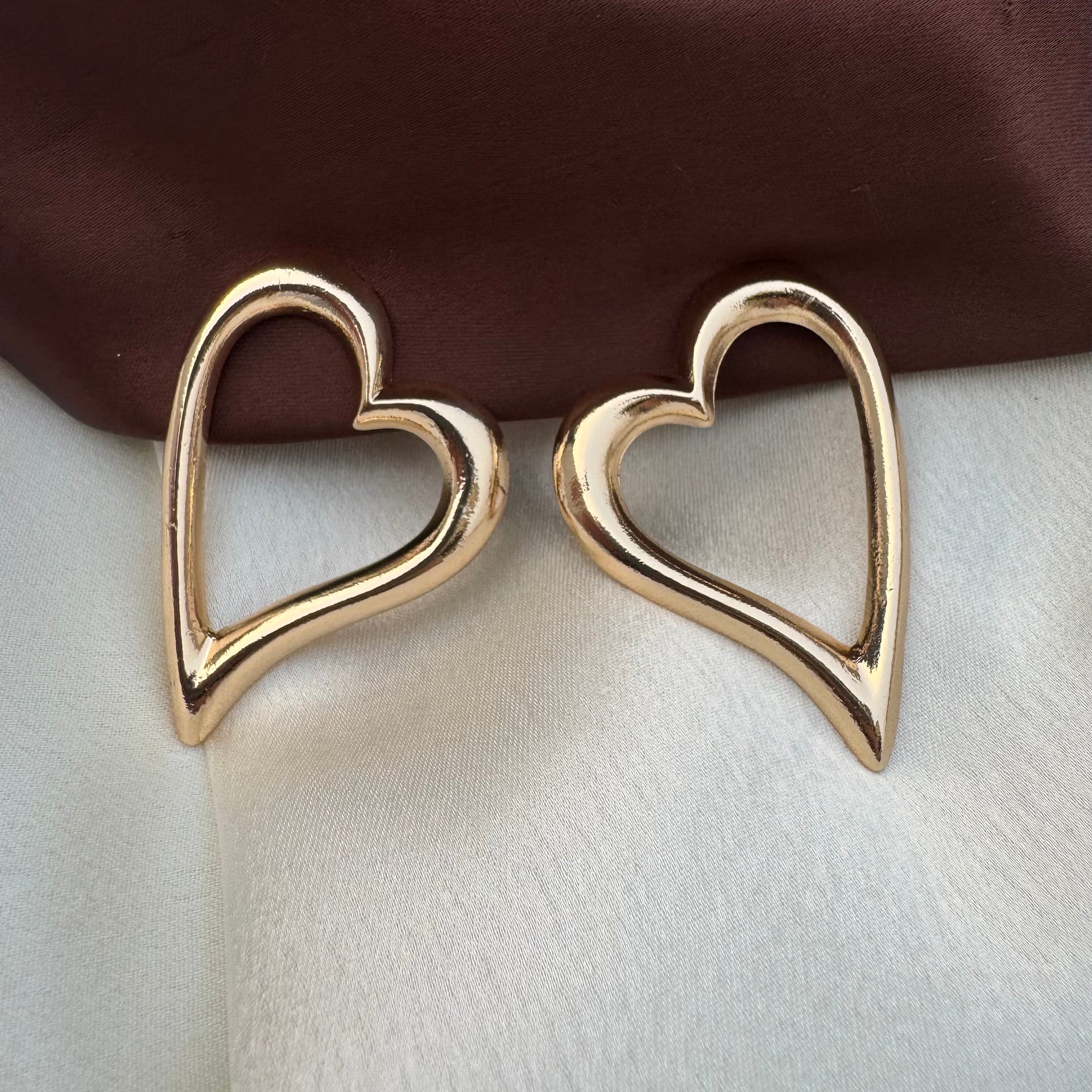 TFC Hollow Heart Gold Plated Stud Earrings