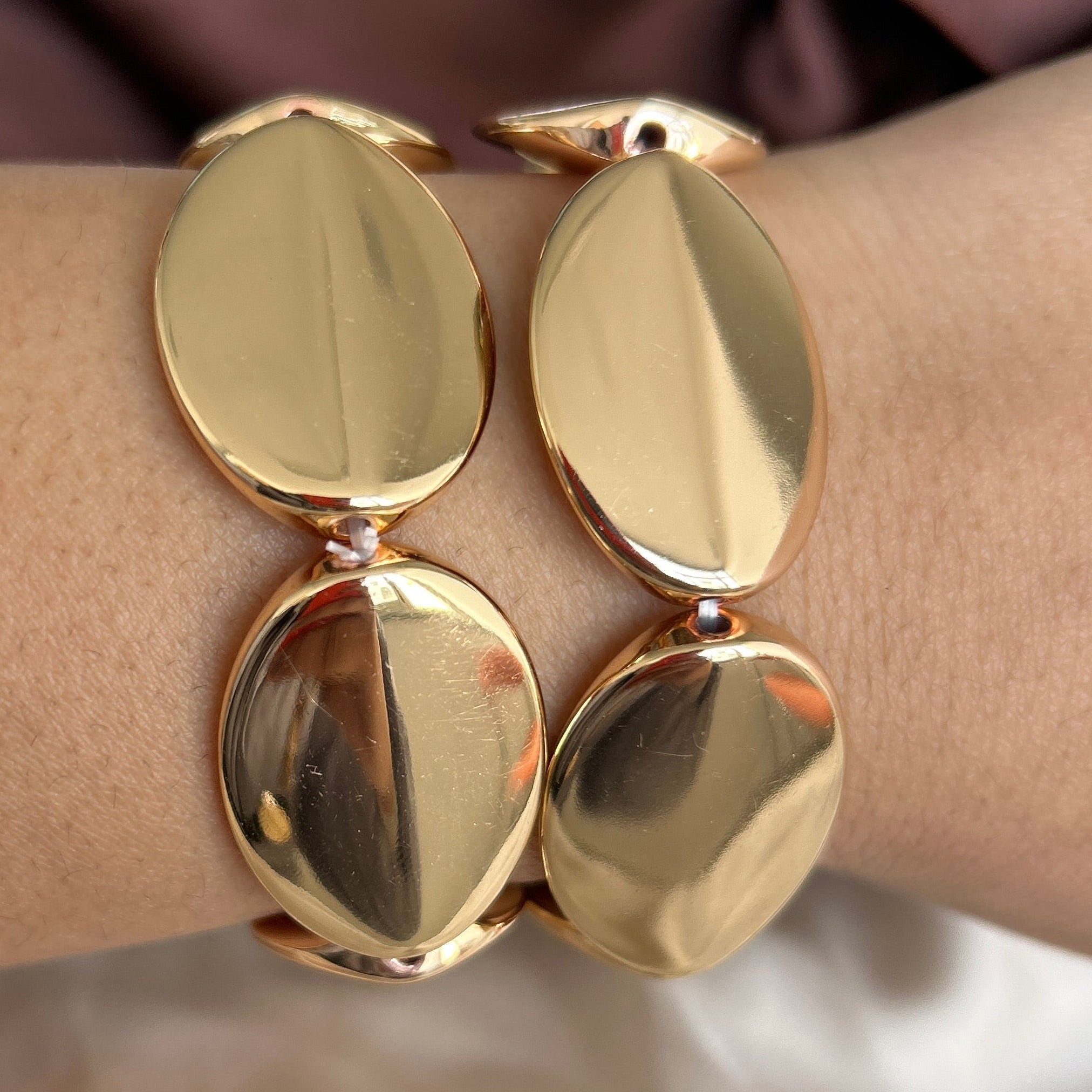 TFC Flat Beaded Gold Plated Bracelet (set of 2)